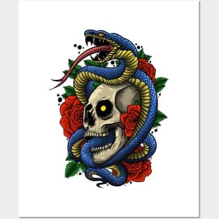 skull and snake Posters and Art